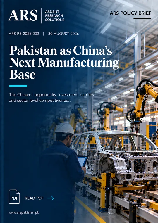 Cover of ARS Policy Brief ARS-PB-2026-002: Pakistan as China's Next Manufacturing Base