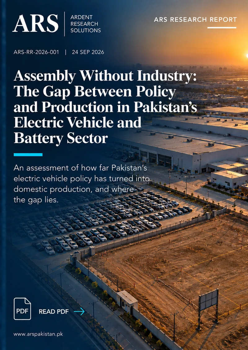 Cover of ARS Research Report ARS-RR-2026-001: Assembly Without Industry: The Gap Between Policy and Production in Pakistan&rsquo;s Electric Vehicle and Battery Sector