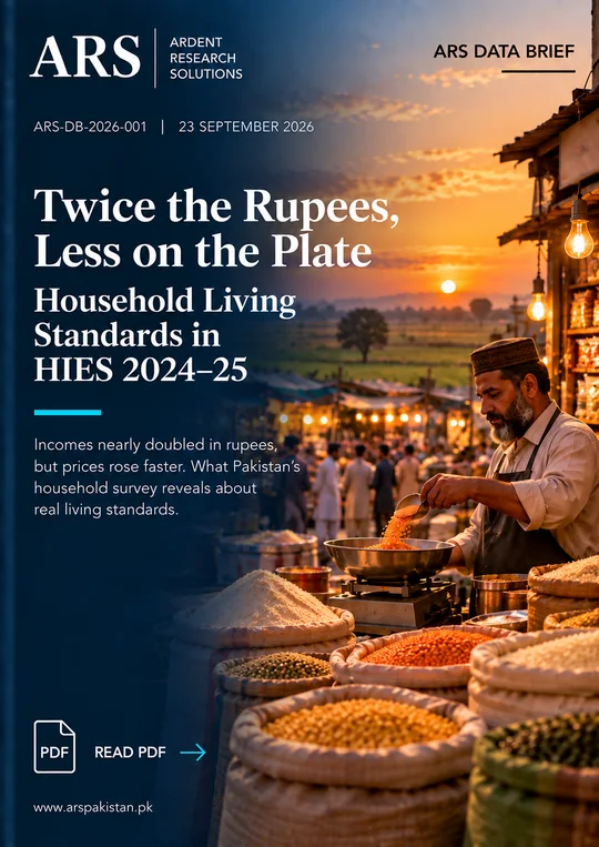 Cover of ARS Data Brief ARS-DB-2026-001: Twice the Rupees, Less on the Plate — Household Living Standards in HIES 2024–25